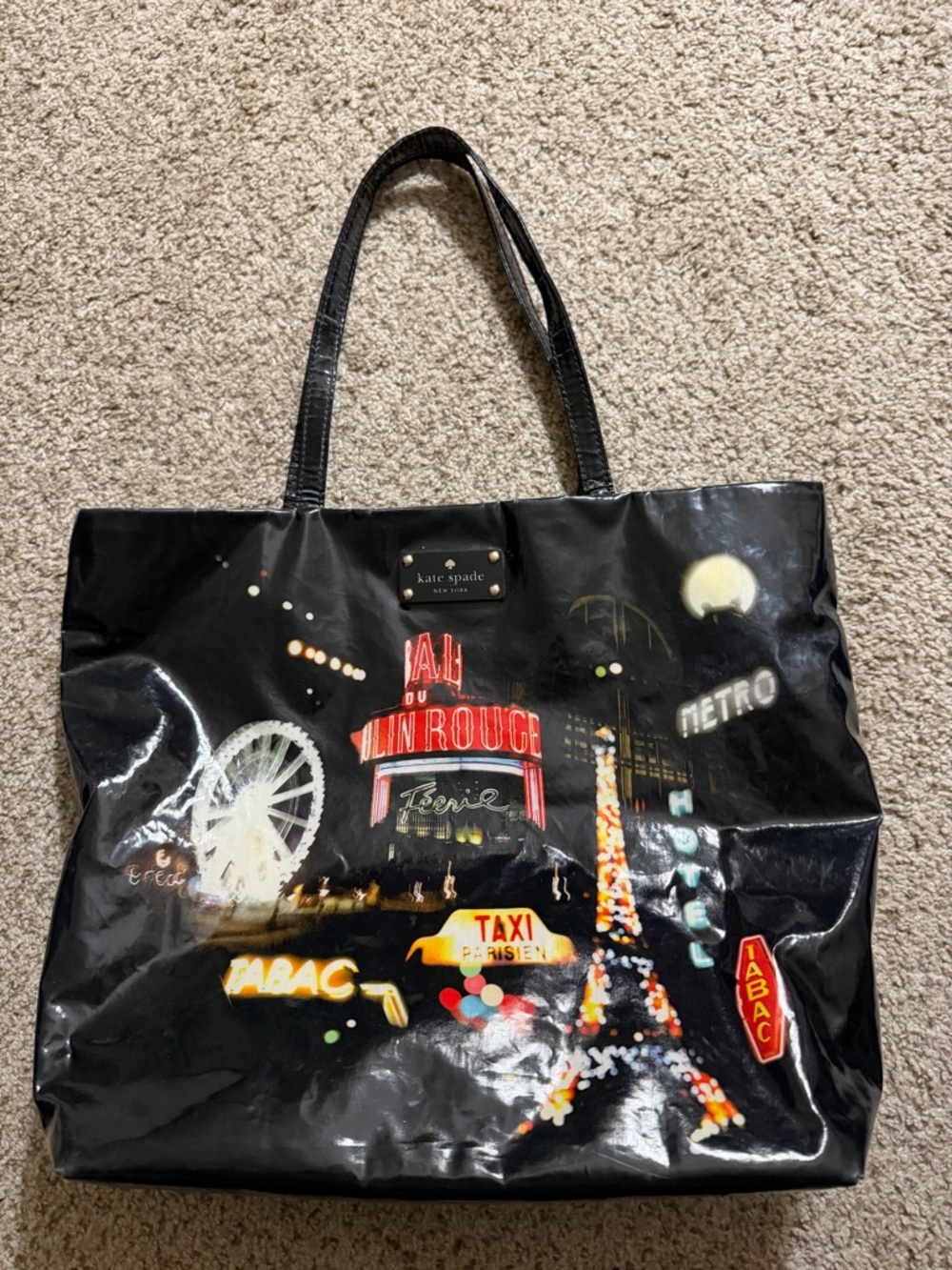 kate spade vintage special edition Black Paris Lights Graphic Tote